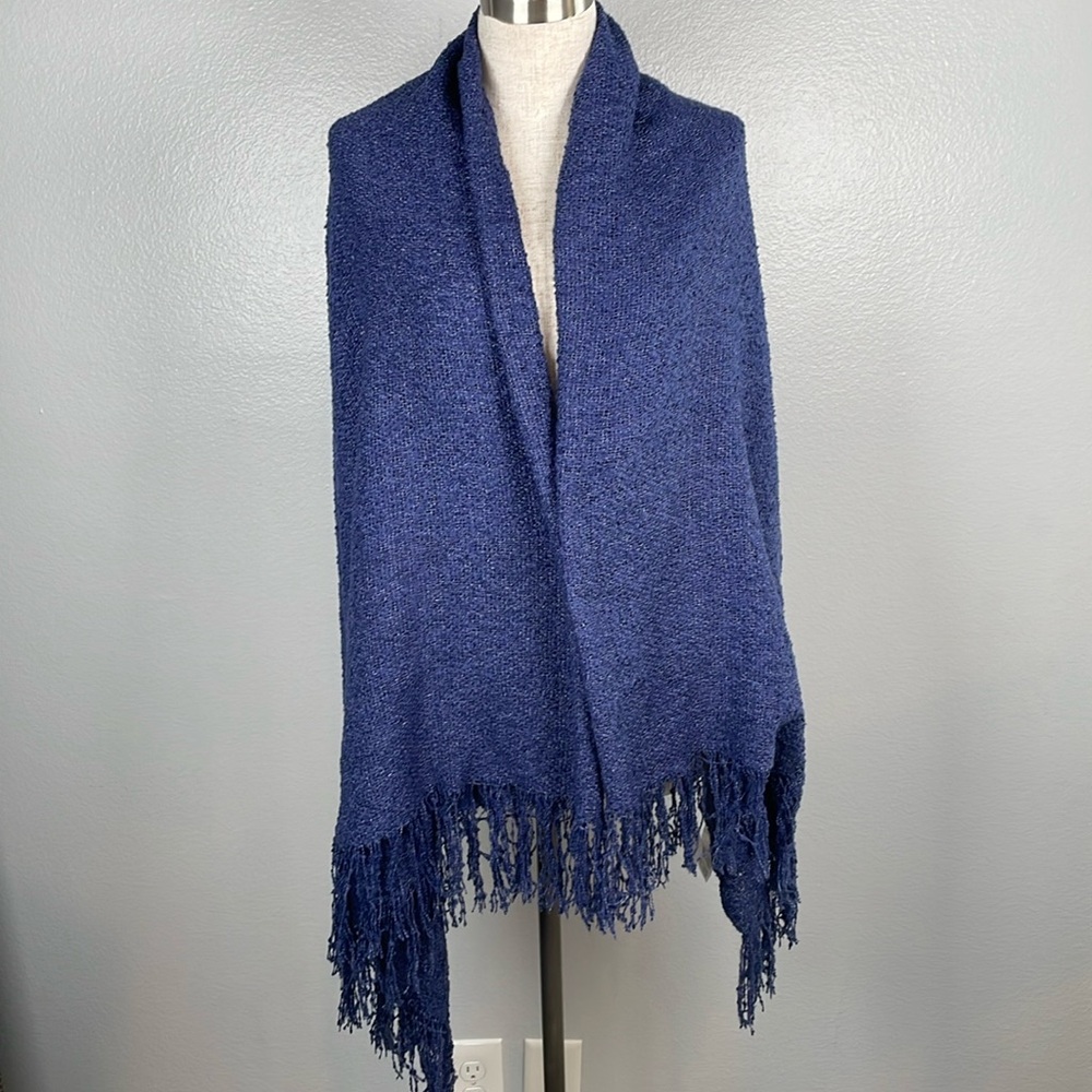 Free People Blue fringe blanket scarf New with Tags one size